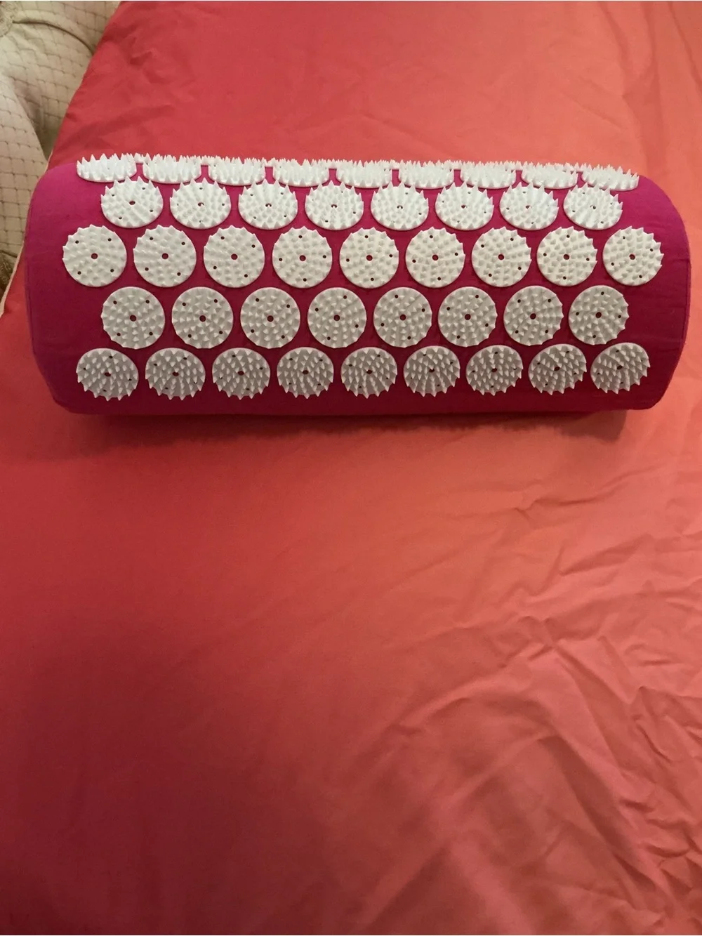 Bed of Nails Acupressure Pillow - Hot Pink with White Spikes